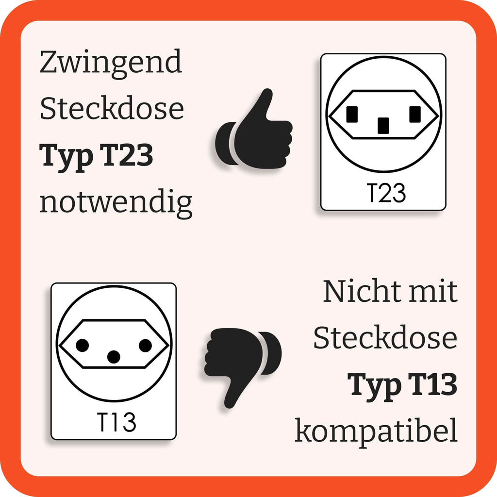 Effeuno T23 Steckdose Warnung